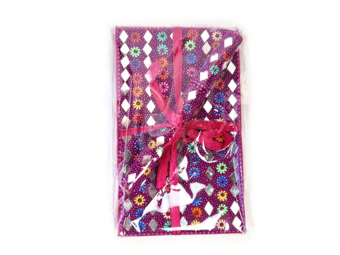 Kit de caderno e caneta indianos de miçangas pink