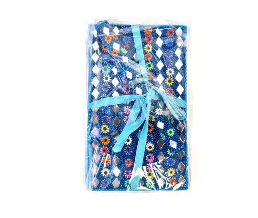 Kit de caderno e caneta indianos de miçangas azul turquesa