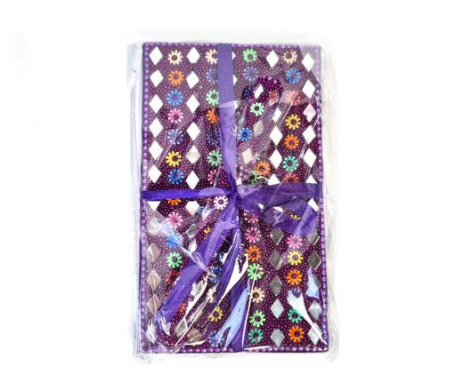 Kit de caderno e caneta indianos de miçangas roxo