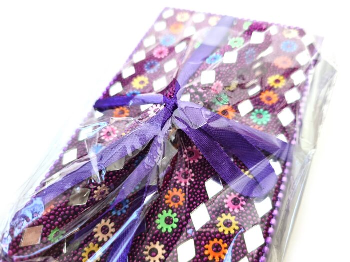 Kit de caderno e caneta indianos de miçangas roxo
