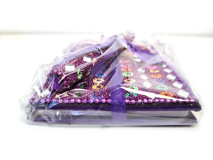 Kit de caderno e caneta indianos de miçangas roxo