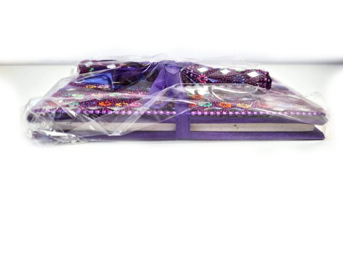 Kit de caderno e caneta indianos de miçangas roxo