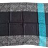 Pashimina indiana de cashmere estampa em preto e azul