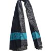 Pashimina indiana de cashmere estampa em preto e azul