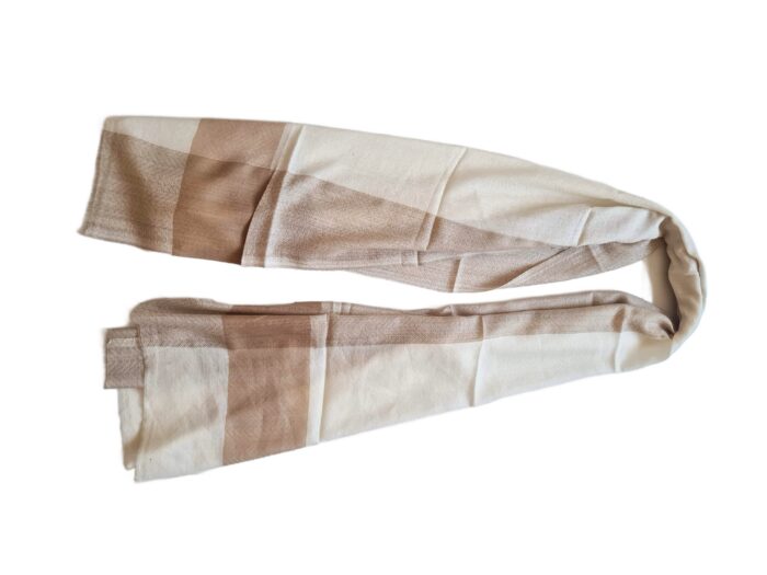 Pashimina indiana de cashmere estampa chevron adamascada tons de nude