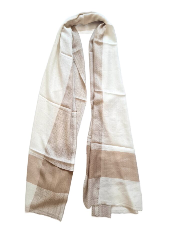 Pashimina indiana de cashmere estampa chevron adamascada tons de nude