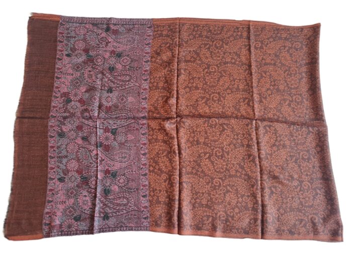 Pashimina indiana de cashmere estampa marrom ferrugem