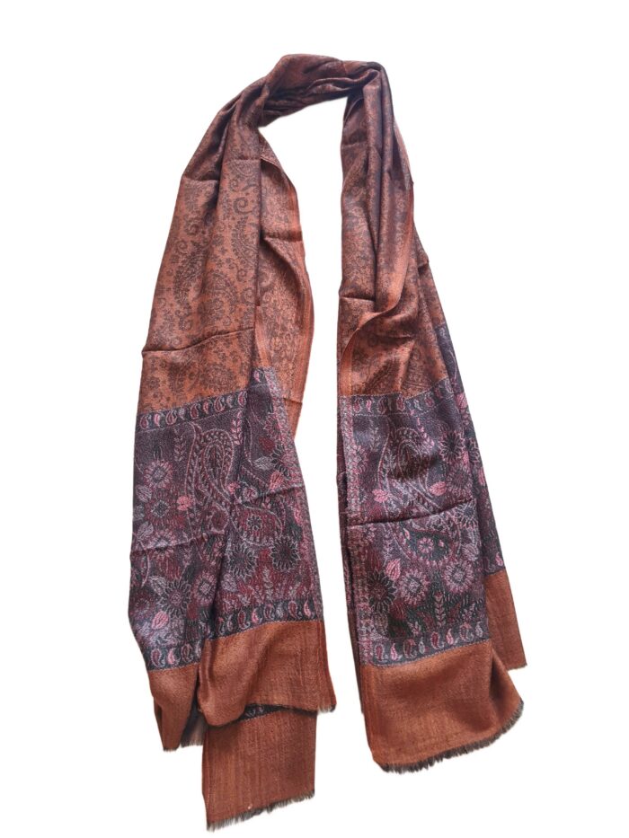 Pashimina indiana de cashmere estampa marrom ferrugem