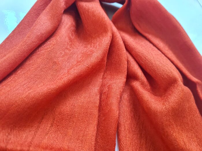 Pashimina indiana de cashmere estampa laranja terracota