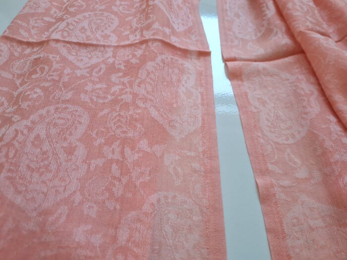 Pashimina indiana de cashmere estampa rose salmão