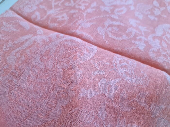 Pashimina indiana de cashmere estampa rose salmão