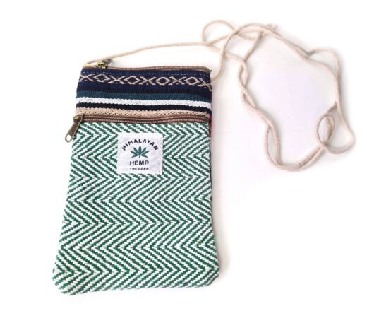 Bolsinha indiana 100% Hemp fibra natural com zíper verde e color