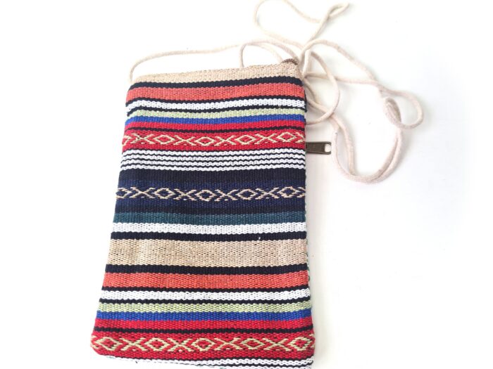 Bolsinha indiana 100% Hemp fibra natural com zíper colorida