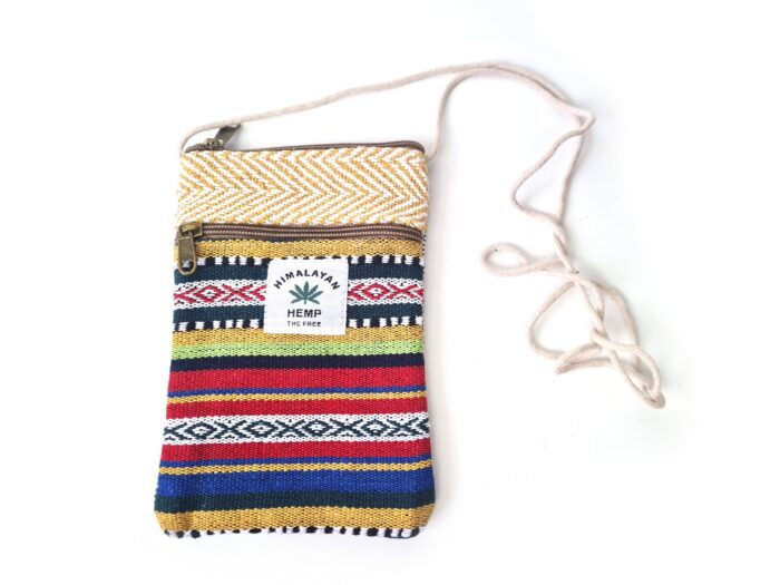 bolsinha Hemp de cânhamo pequena boho étnica listrada