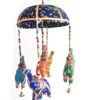 Móbile indiano de cúpula Azul marinho com 5 elefantes coloridos