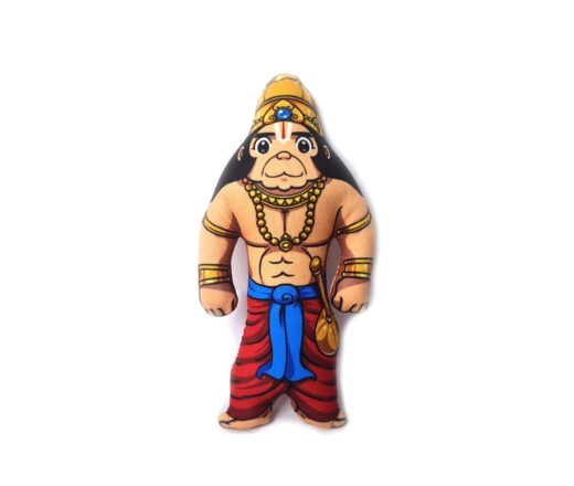 Personagem: Lord Hanuman (Símbolo de Devoção, Coragem e Proteção). Material: Tecido estampado com enchimento macio (fibra). Estilo: Devotional Soft Toy / Boneco de Pano.