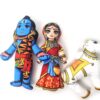 Bonecos do casal Radha & Krishna e a Vaca sagrada de tecido 20cm