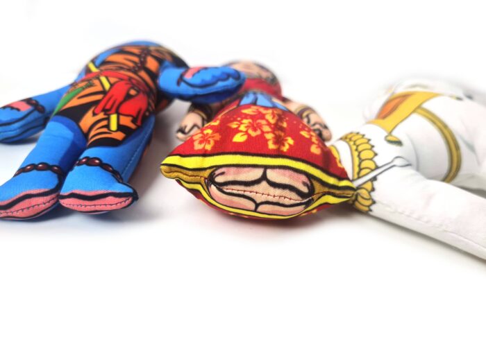 Bonecos do casal Shiva e Parvati com o Touro de tecido 20cm