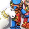Bonecos do casal Shiva e Parvati com o Touro de tecido 20cm