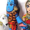 Bonecos do casal Shiva e Parvati com o Touro de tecido 20cm