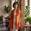 Pashimina indiana de cashmere estampa laranja terracota