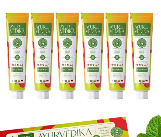 kit com 6 pastas de metal Ayurvedika sabor menta