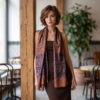 Pashimina indiana de cashmere estampa marrom ferrugem
