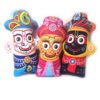 Bonecos dos irmãos Balarama, Subhadra e Jagannath de tecido 20cm