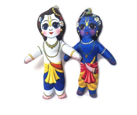 Krishna e Balarama irmãos em benco indiano de tecido