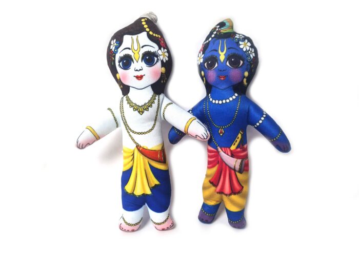 Krishna e Balarama irmãos em benco indiano de tecido