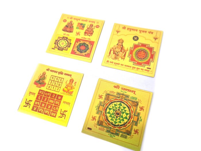 Kit 4 Mini Yantras Sagrados: conjunto completo para abundância