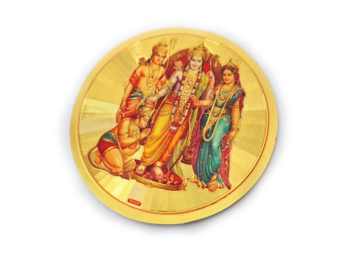 Adesivo de Sita e Rama com Hnauman em dourado 7cm