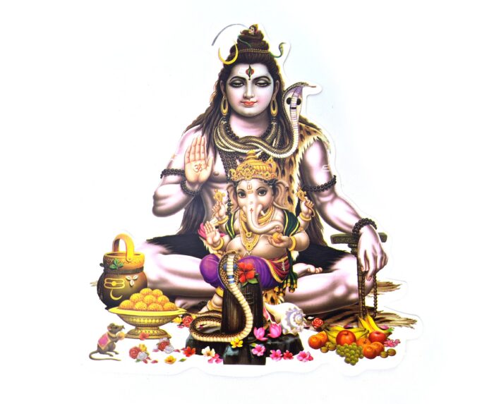 20260801_163950 Adesivo indiano colorido grande de Lord Shiva com Ganesha
