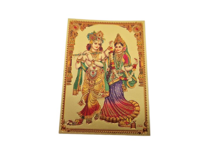 Adesivo indiano dourado premium de Radha & Krishna