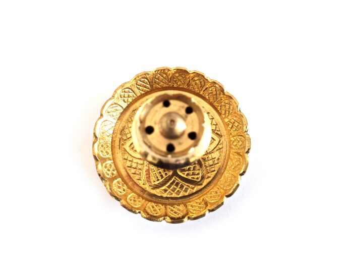 Incensário clássico dourado design flor 5 furos para varetas