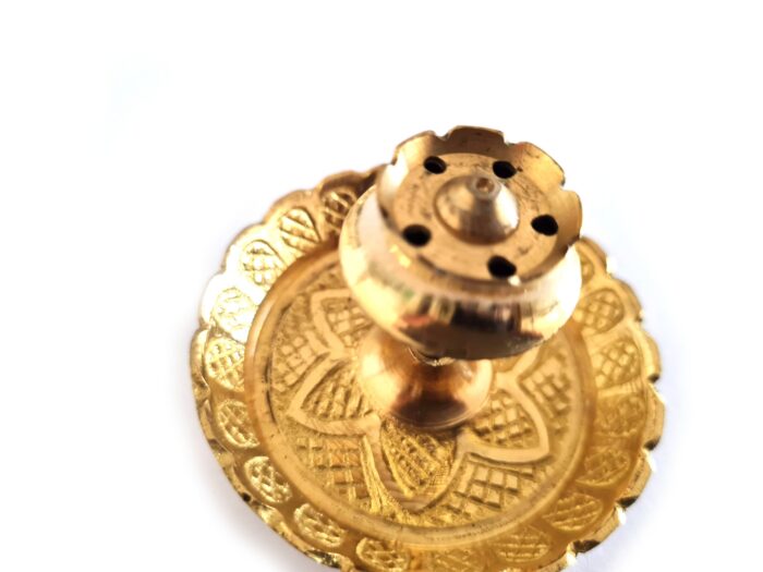 Incensário clássico dourado design flor 5 furos para varetas
