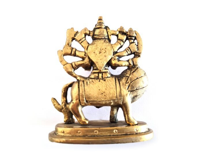 Estátua da Deusa Durga e o leão de metal brass maciça 9cm