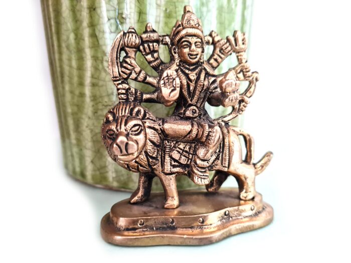 estátua da deusa Durga 9cm metal macico