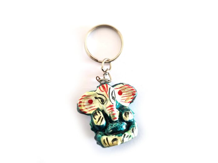 Chaveiro indiano artesanal de Lord Ganesha em resina várias cores