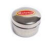 Pote para kumkum ou tilakas, de inox -  um pequeno recipiente de aço inoxidável usado para guardar o pó sagrado vermelho (kumkum ou sindoor) utilizado em rituais hindus, altares (pujas) ou uso pessoal.