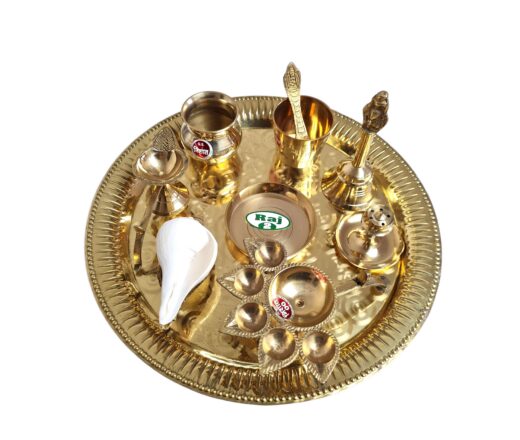 prato de arati para poojas (pujas) rituais hindus com 29 cm e 10peças