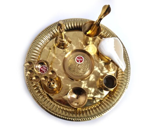 prato de arati 23cm, para poojas (puja thali), rituais hindus