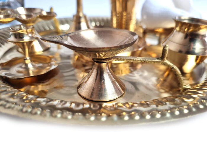 20260805_122249 Pooja Thali prato para Puja com 10 peças 23cm
