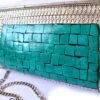 Bolsa indiana de metal mosaico de pedras naturais turquesa