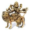 Durga é representada no panteão hindu como uma deusa montando um leão ou tigre, com muitos braços cada um carregando uma arma.  Ela aparece em textos indianos como a esposa de Deus Shiva, como outra forma de Parvati ou mãe deusa.