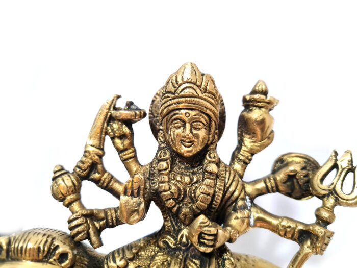 Deusa Durga em metal brass com 16cm maciça