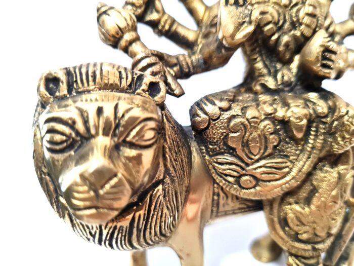Deusa Durga em metal brass com 16cm maciça