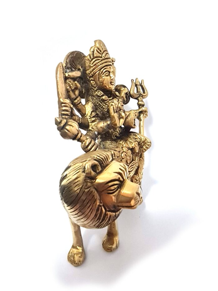 Deusa Durga em metal brass com 16cm maciça