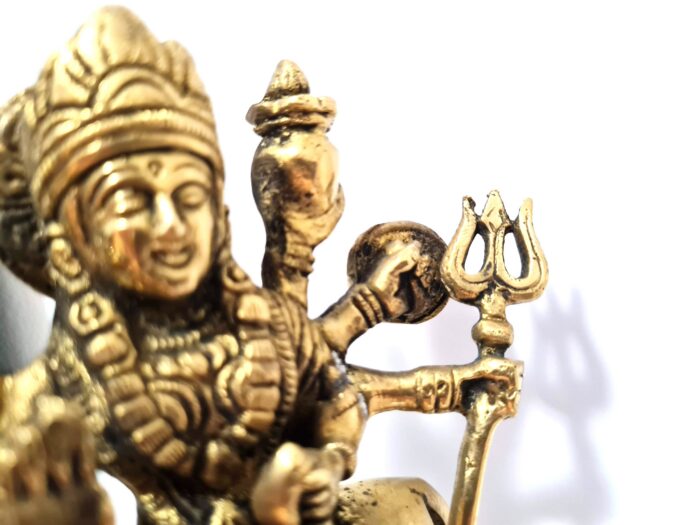 Deusa Durga em metal brass com 16cm maciça
