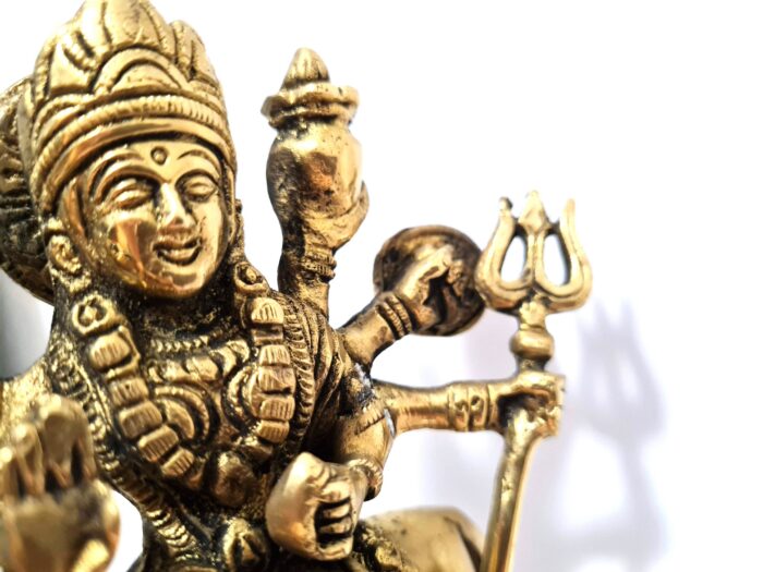 Deusa Durga em metal brass com 16cm maciça